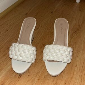White wedge heels